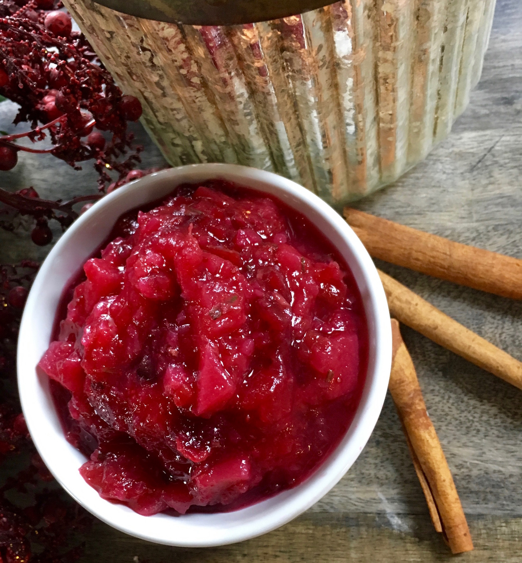 cranberry-pear sauce with rosemary and ginger