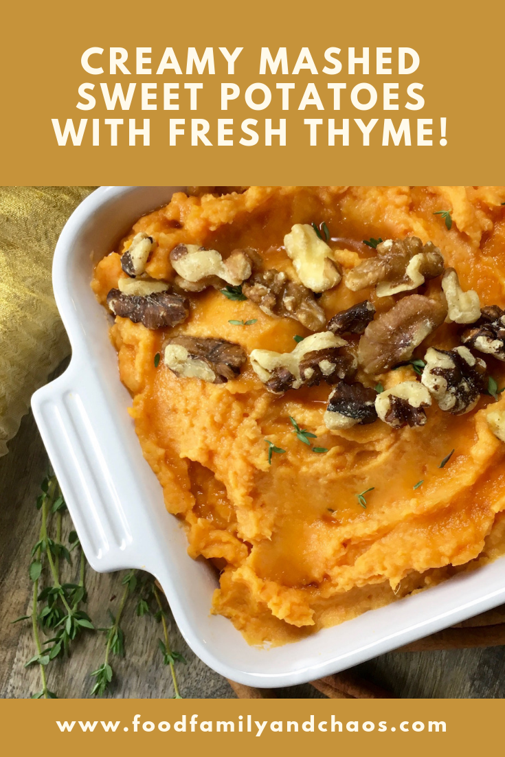 creamy mashed sweet potatoes with fresh thyme pin 2